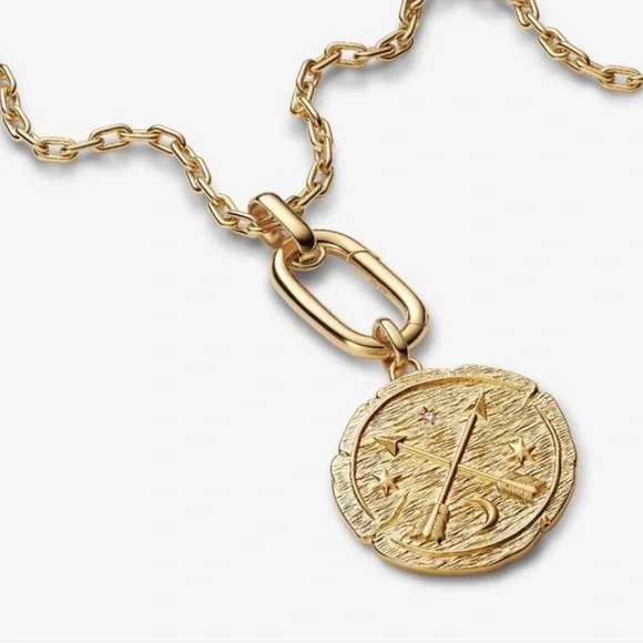 Pandora Gold Textured Pendant with Arrows and Stars - Picture 3 of 4